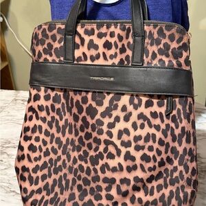 Brown and Black Leopard Print Tote with Structured Design